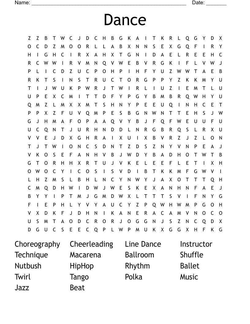 Dance Word Search