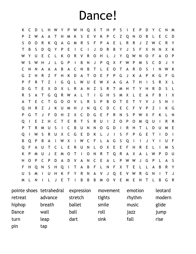 Dance! Word Search