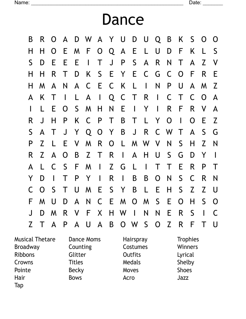 Dance Word Search