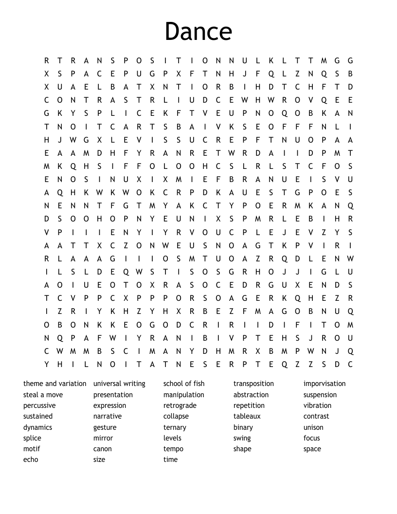 Dance Word Search