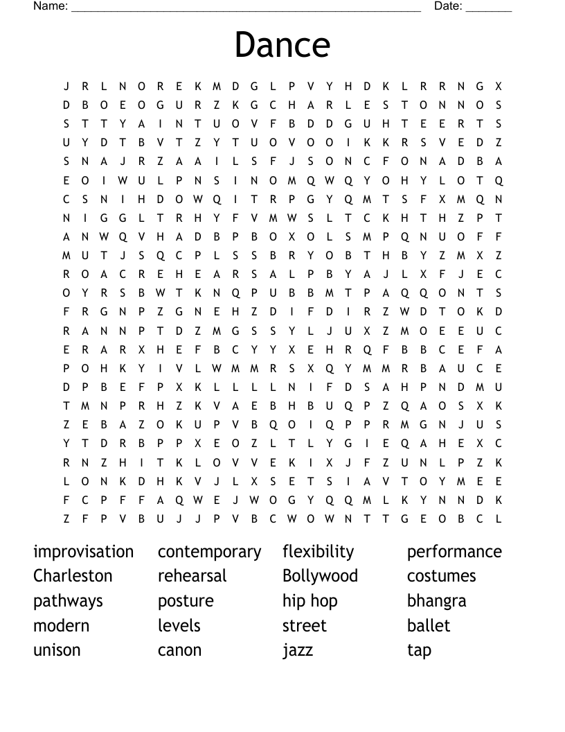 Dance Word Search
