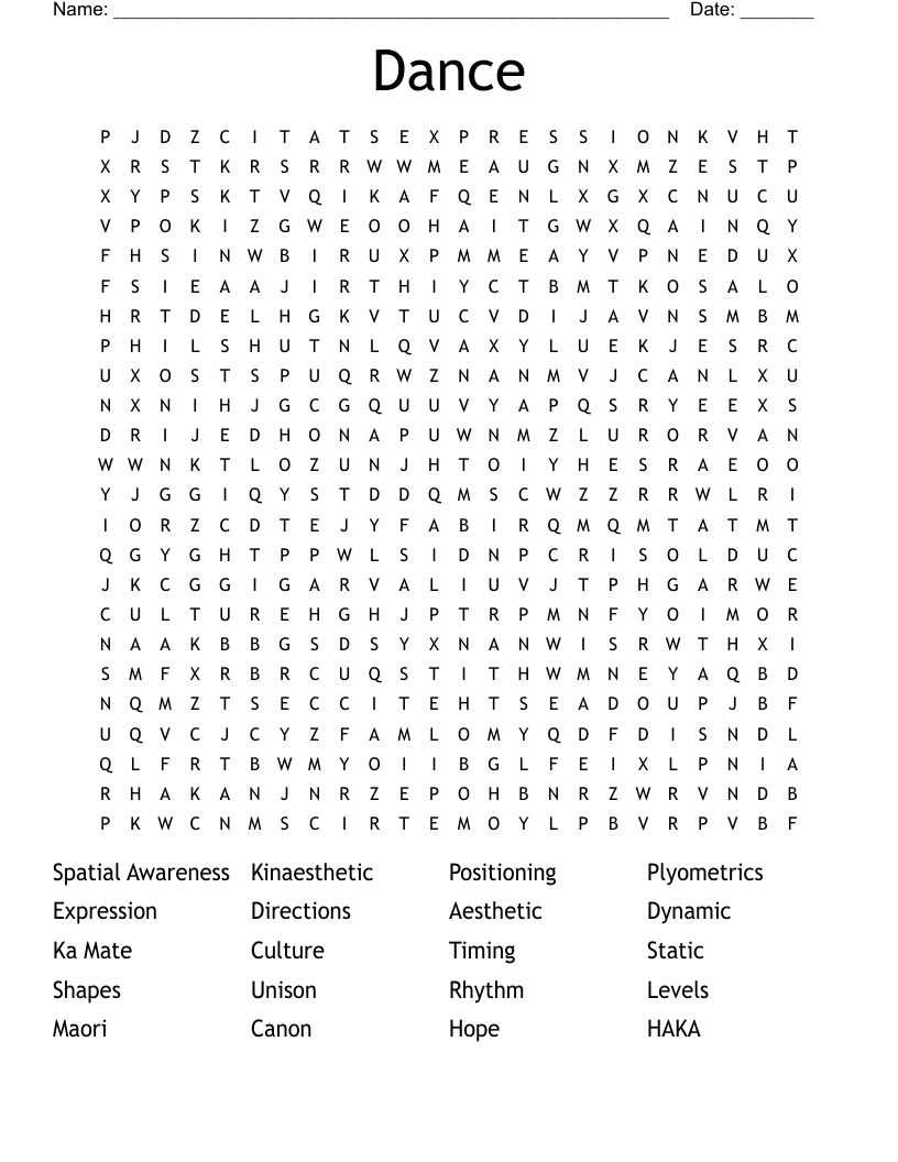 Dance Word Search