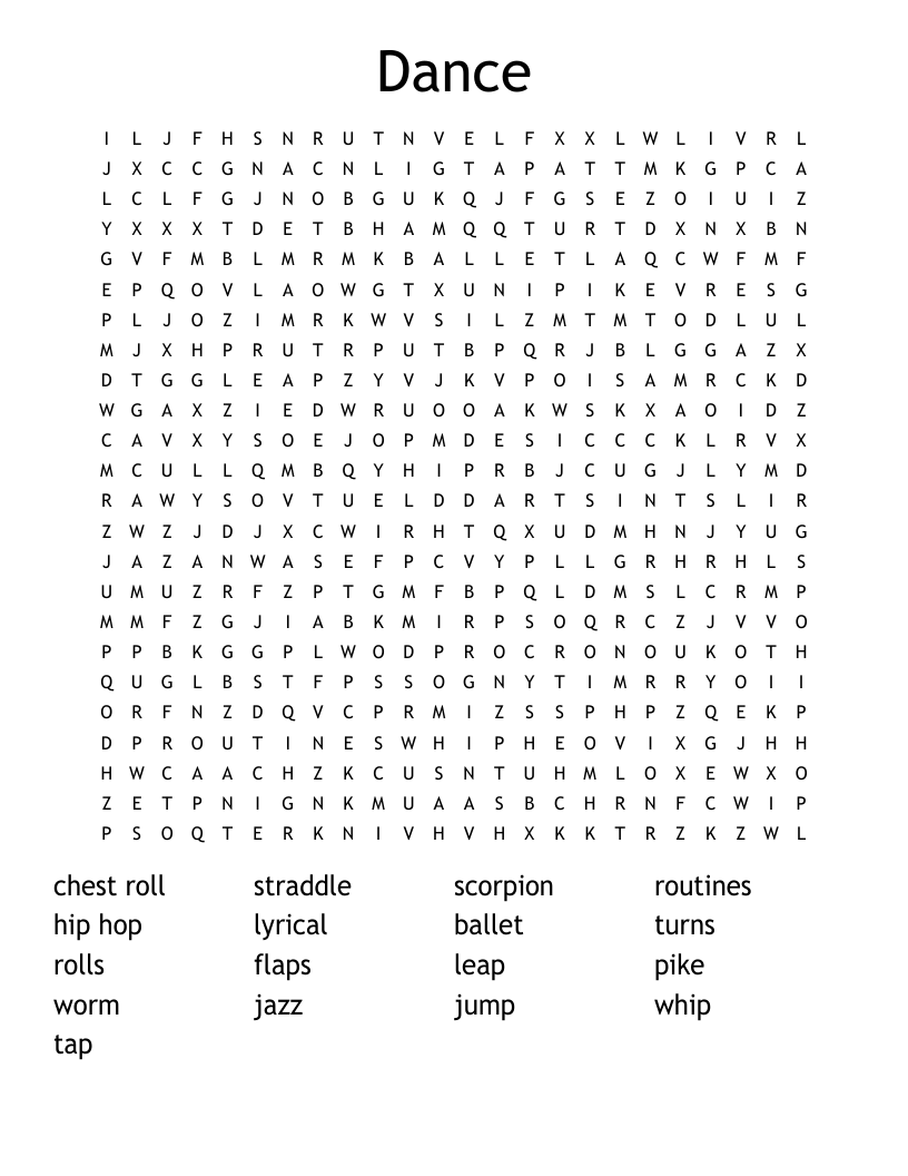 Dance Word Search