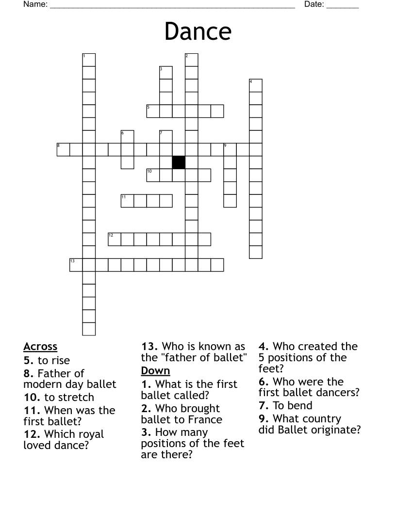 Dance Crossword