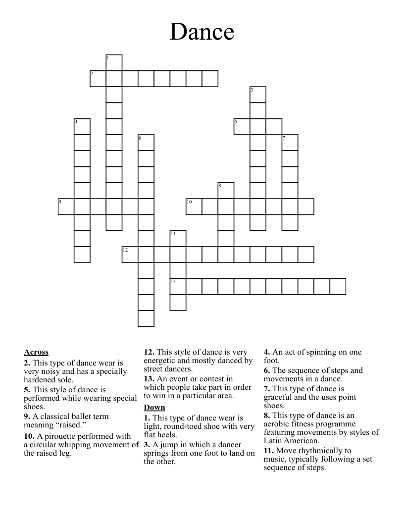 Dance Crossword