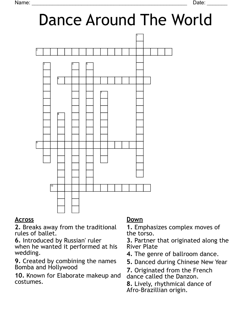 Dance Around The World Crossword