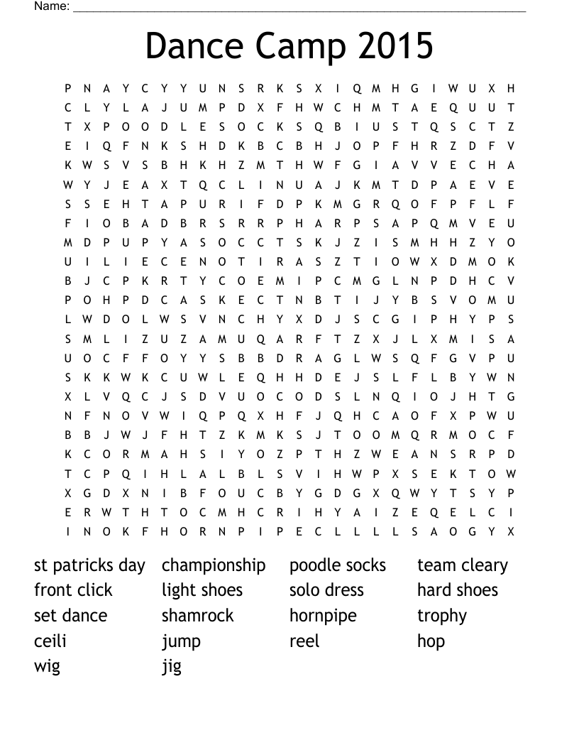 Dance Camp 2015 Word Search