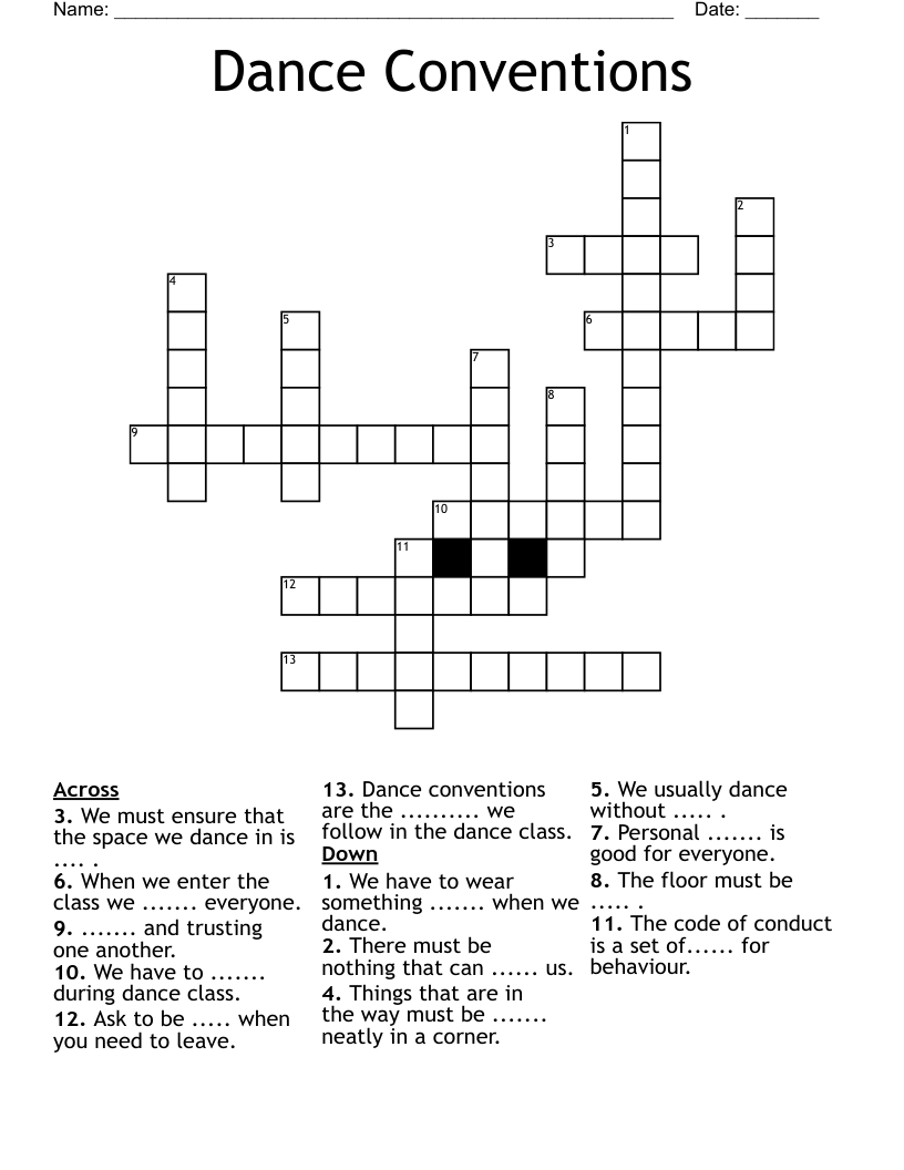 Dance Conventions Crossword