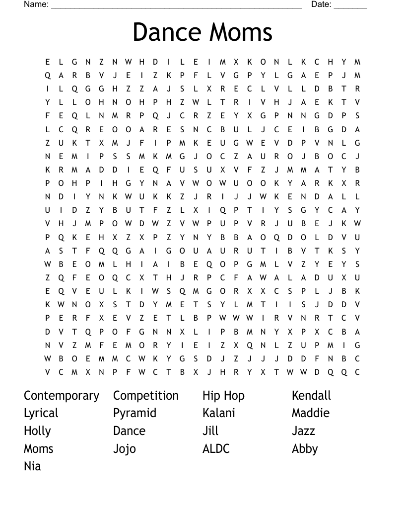 Dance Moms  Word Search