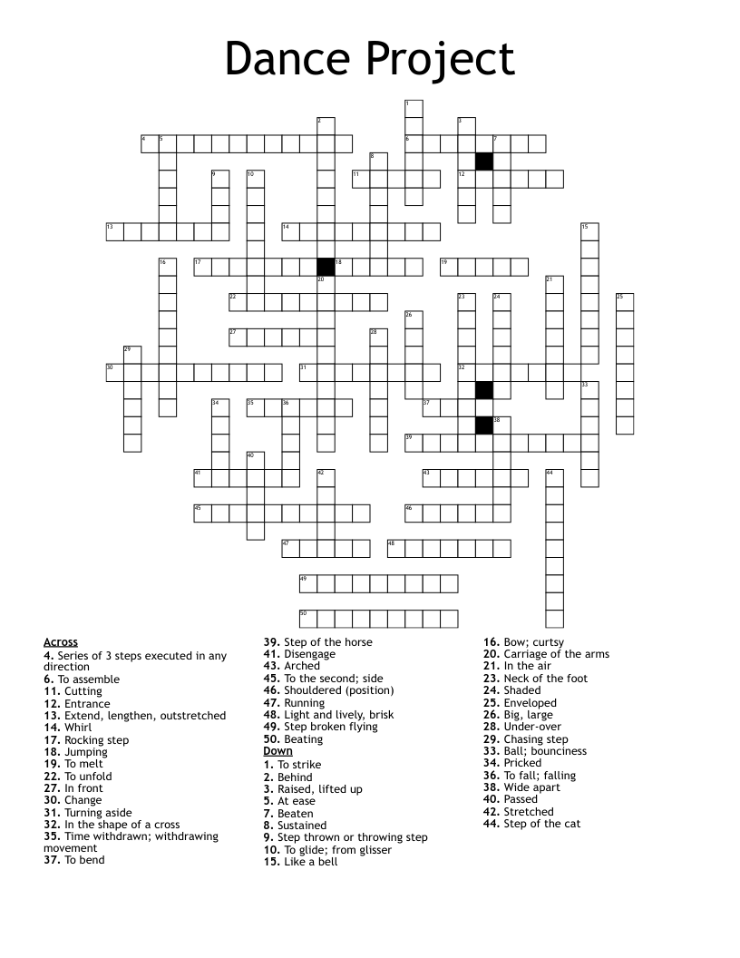 Dance Project Crossword