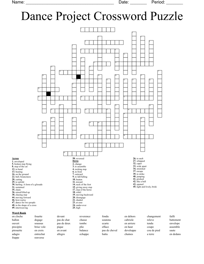Dance Project Crossword Puzzle