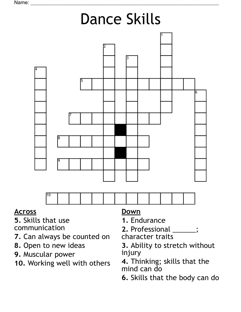 Dance Skills Crossword