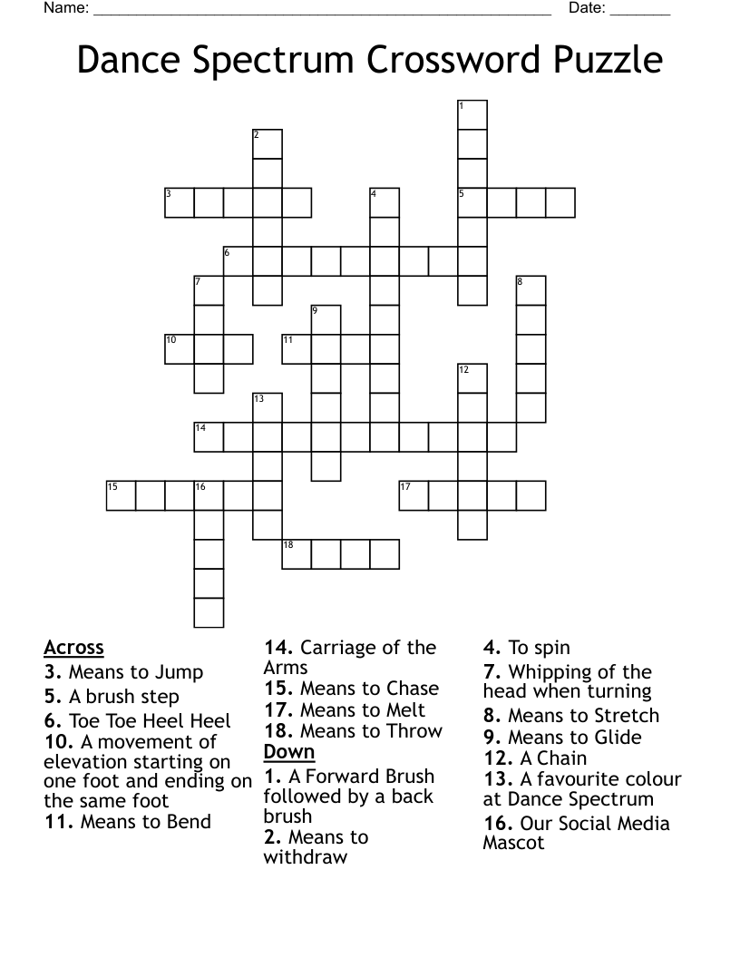 Dance Spectrum Crossword Puzzle