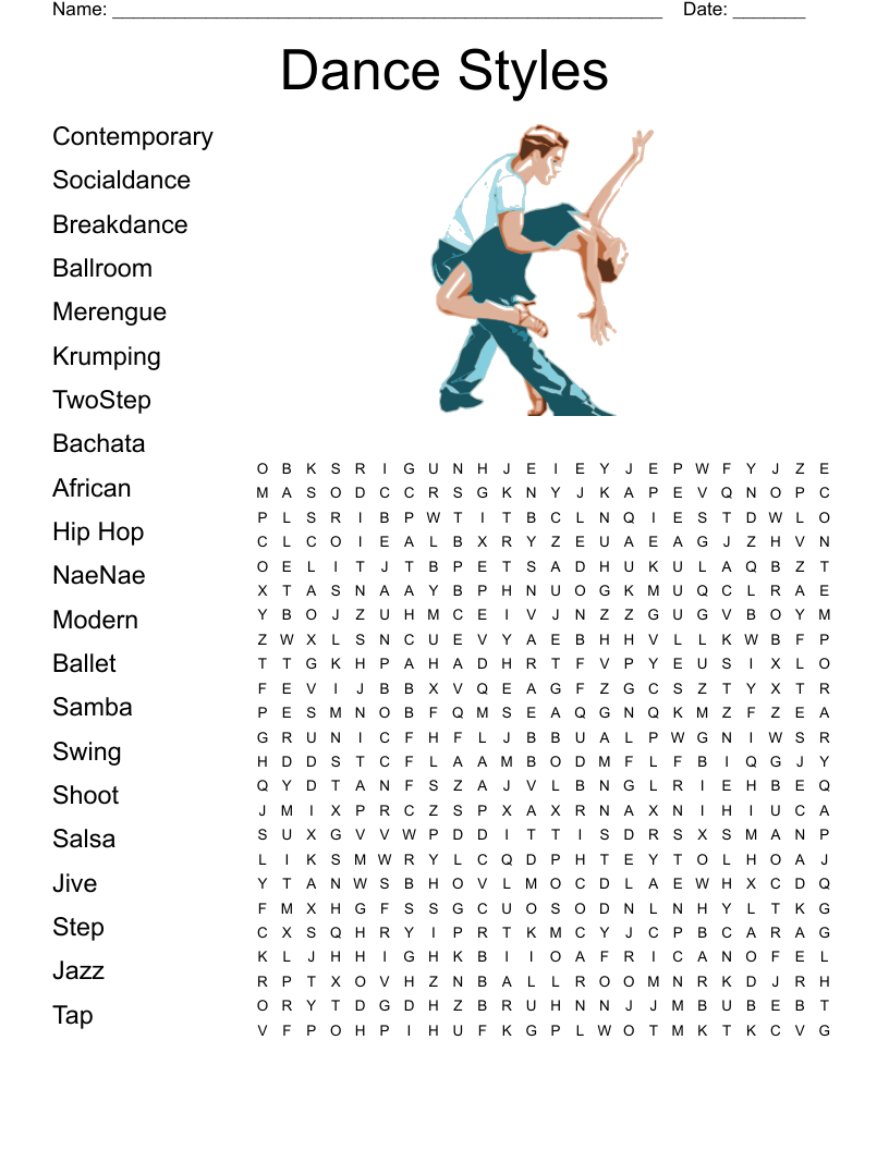 Dance Styles  Word Search