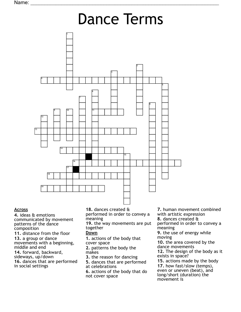 Dance Terms Crossword