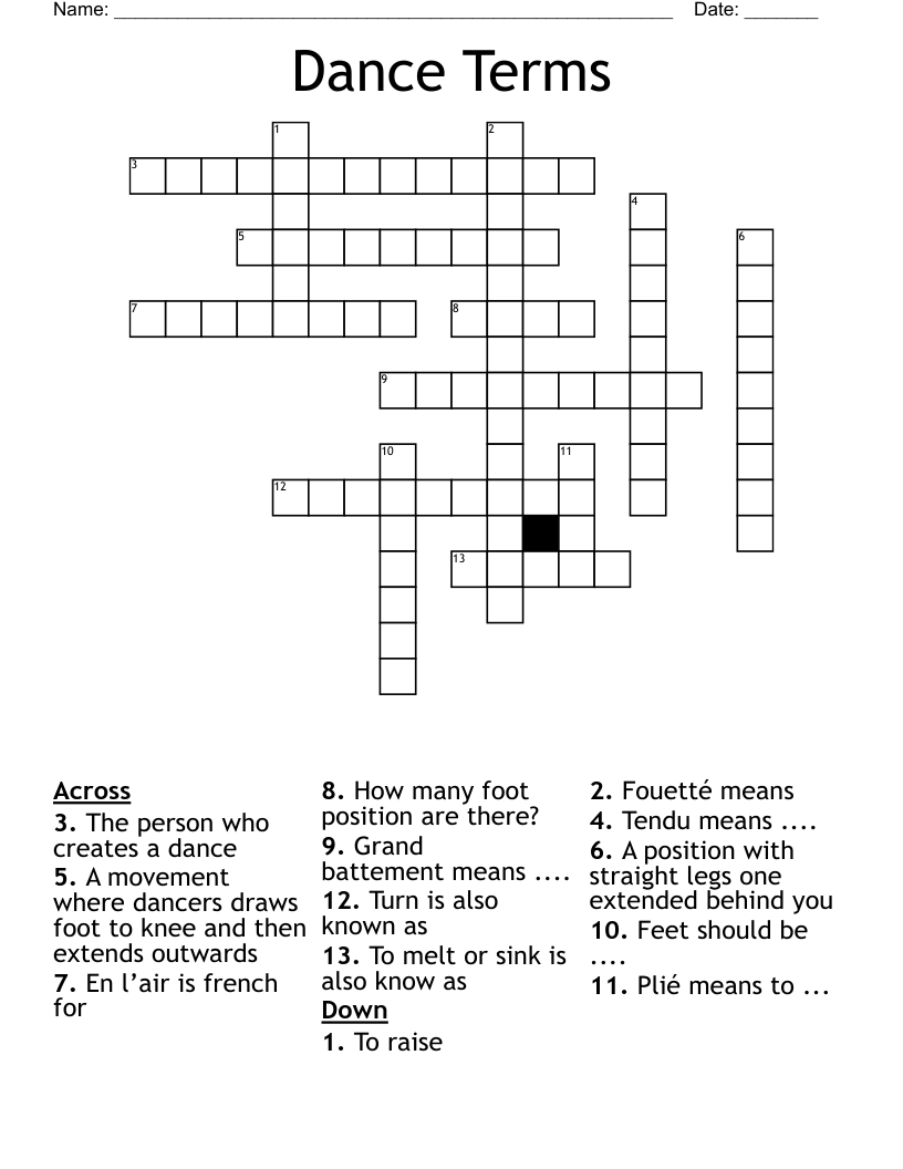 Dance Terms Crossword
