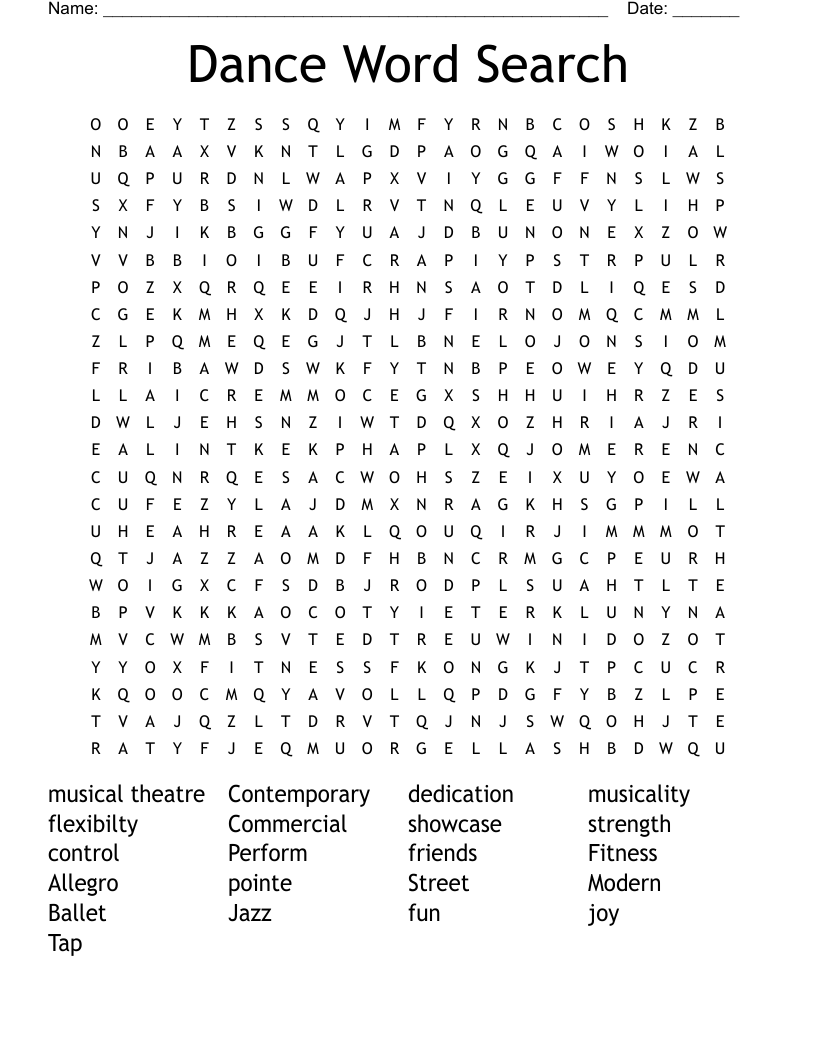 Dance Word Search