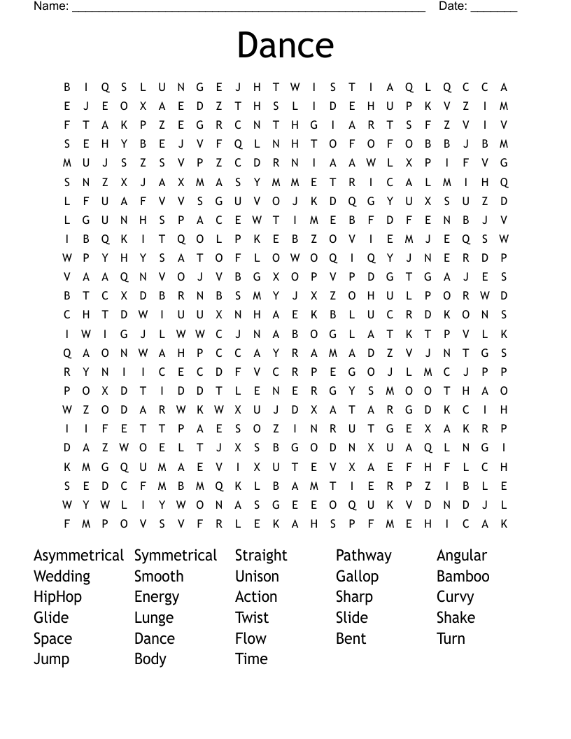 Dance  Word Search