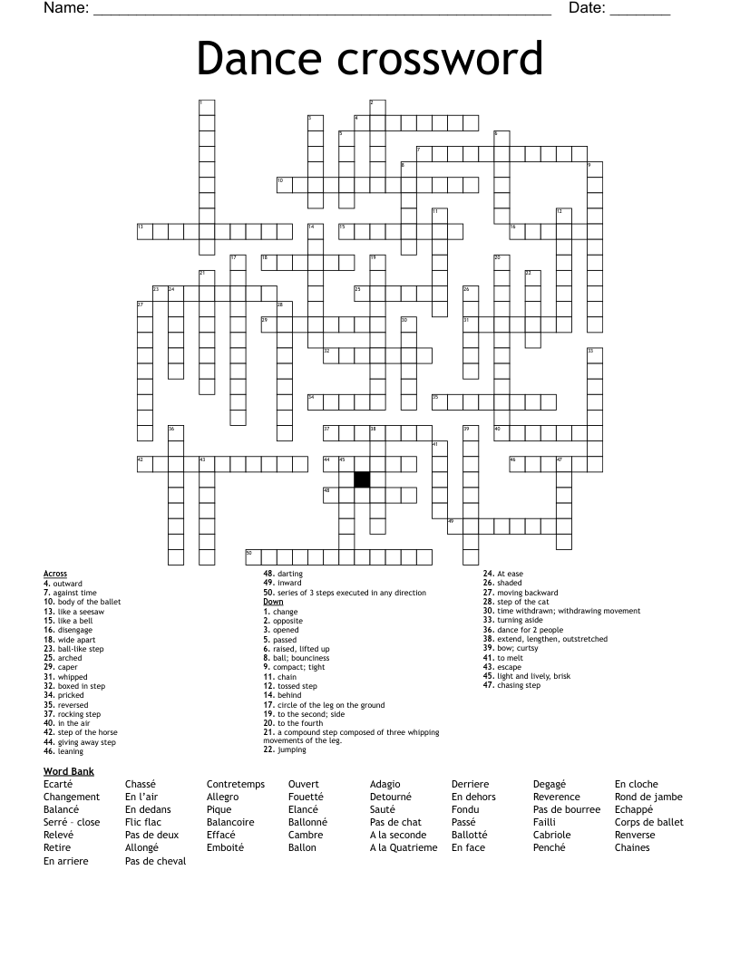Dance crossword
