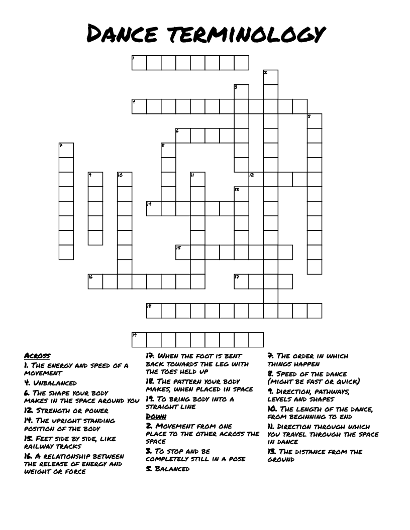 Dance terminology Crossword