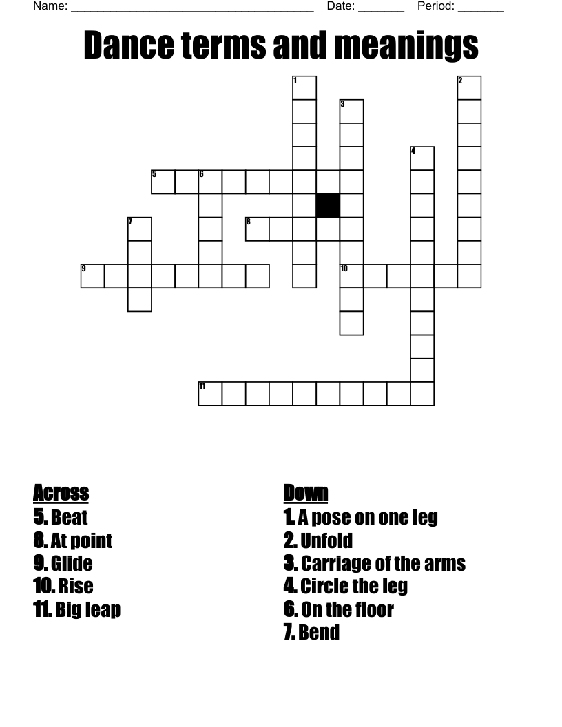 Dance terms and meanings  Crossword