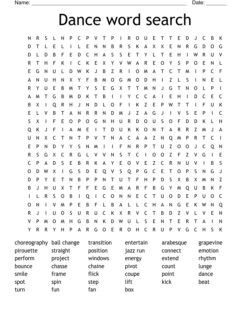 Dance word search