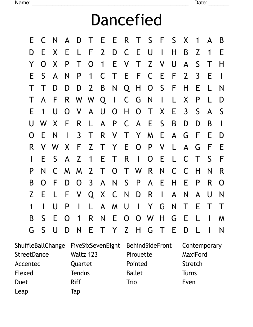 Dancefied Word Search