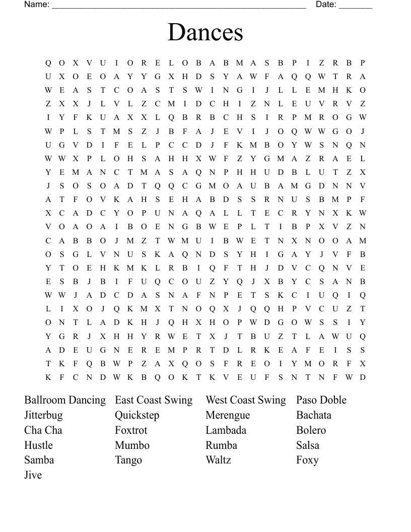 Dances Word Search
