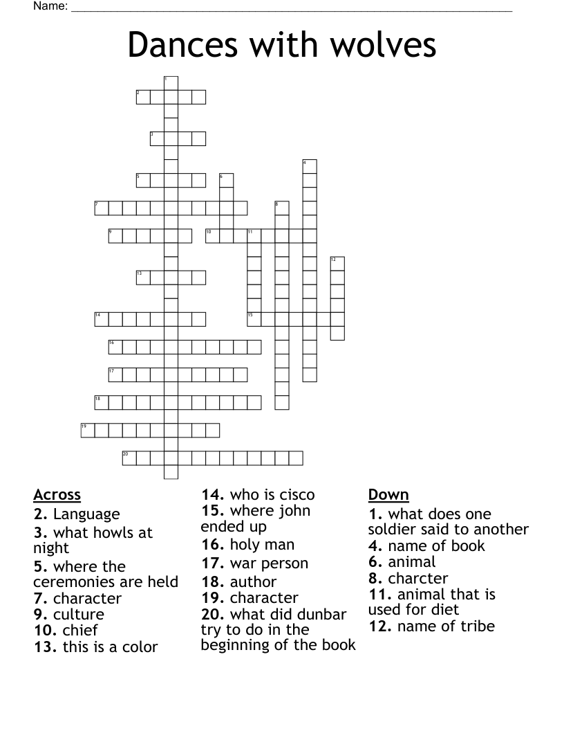 Dances with wolves Crossword