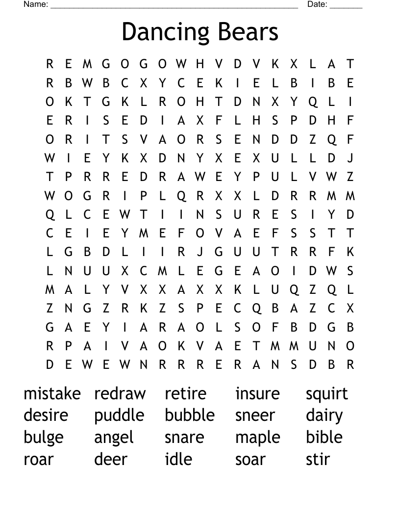 Dancing Bears  Word Search