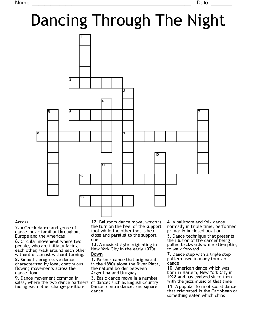 Dancing Through The Night Crossword