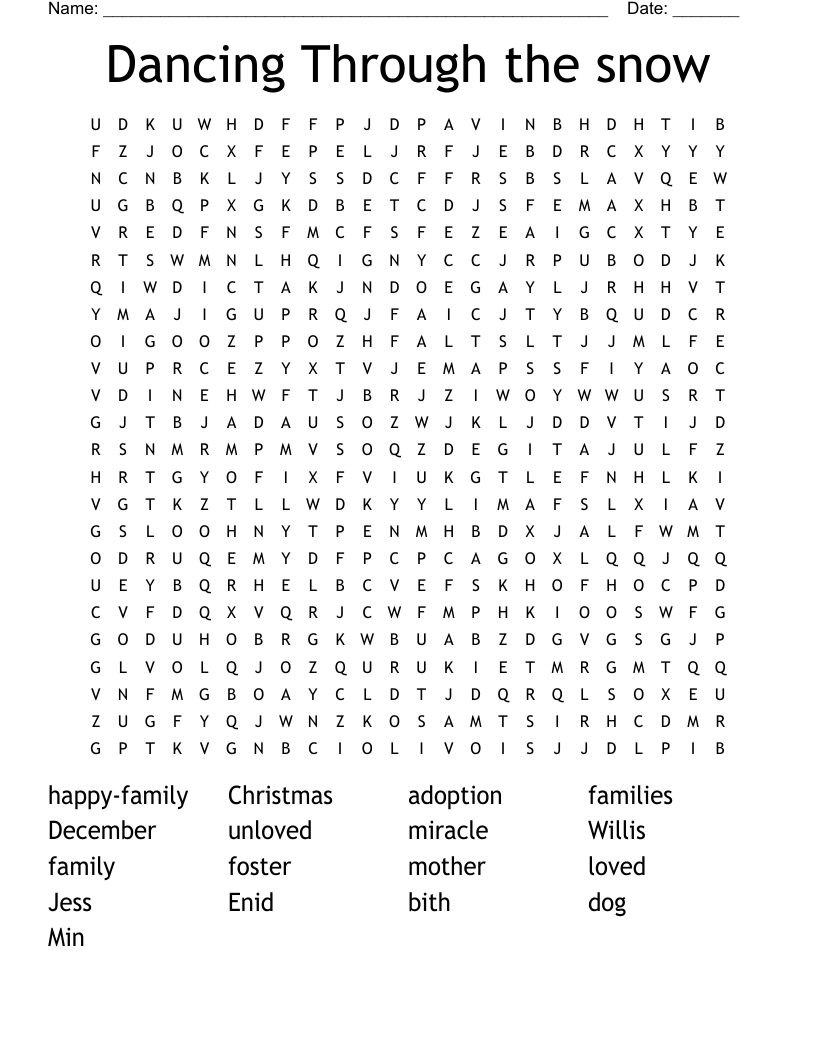 Dancing Through the snow Word Search