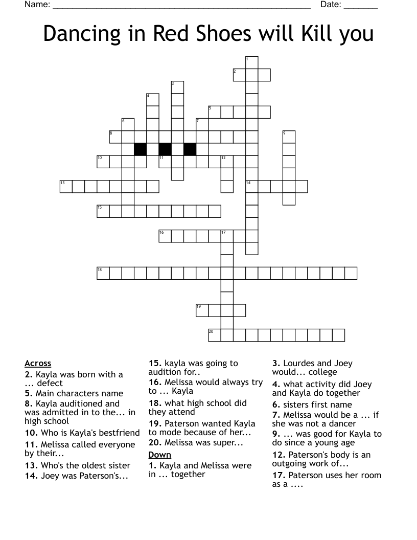 Dancing in Red Shoes will Kill you Crossword