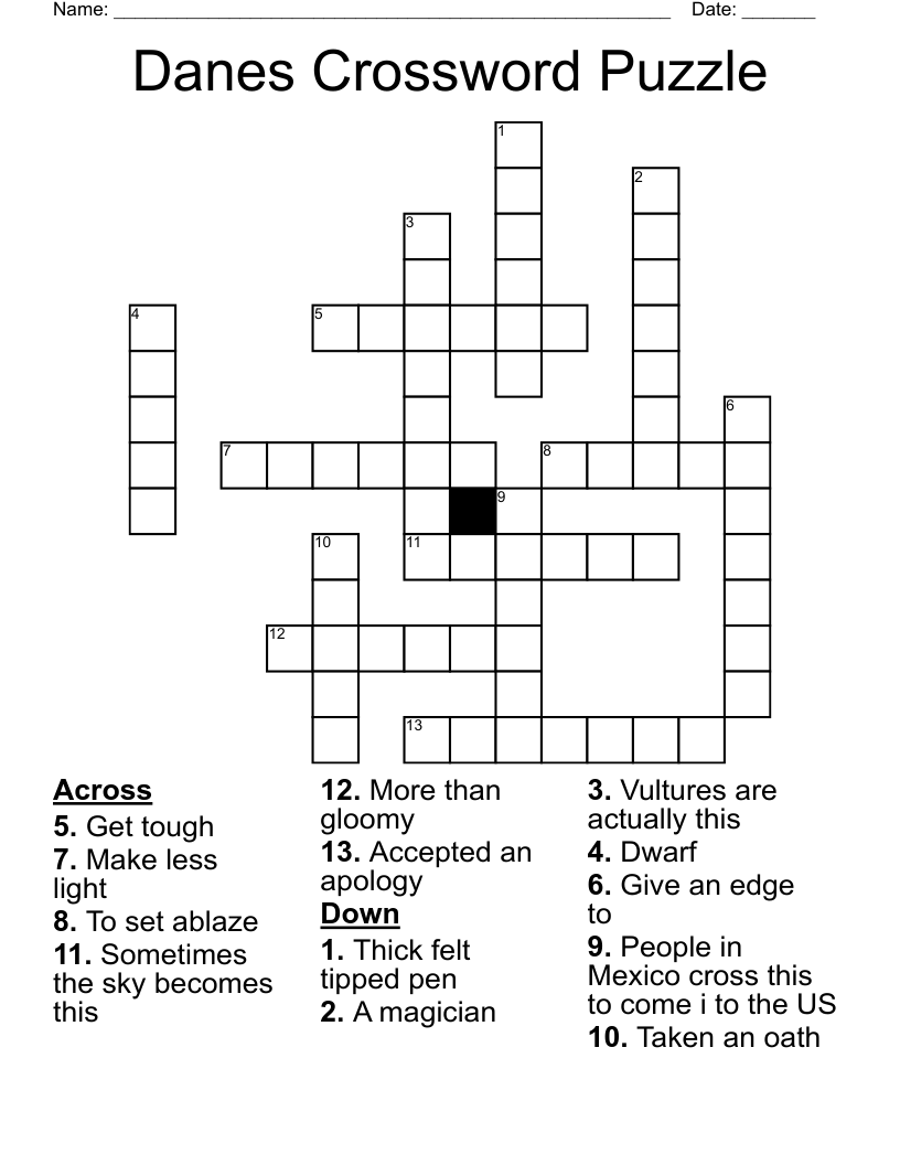 Danes Crossword Puzzle