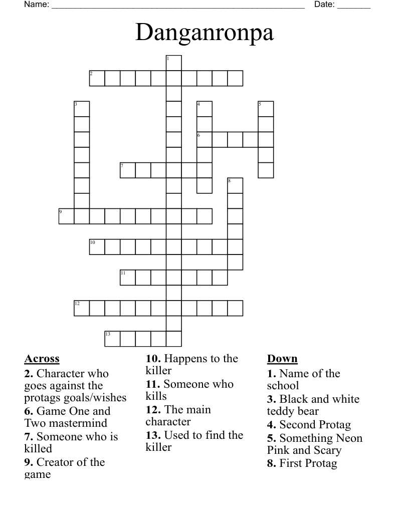 Danganronpa  Crossword