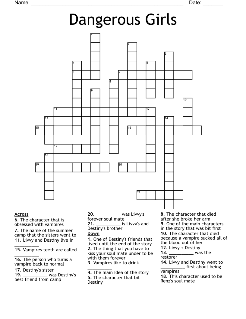 Dangerous Girls Crossword