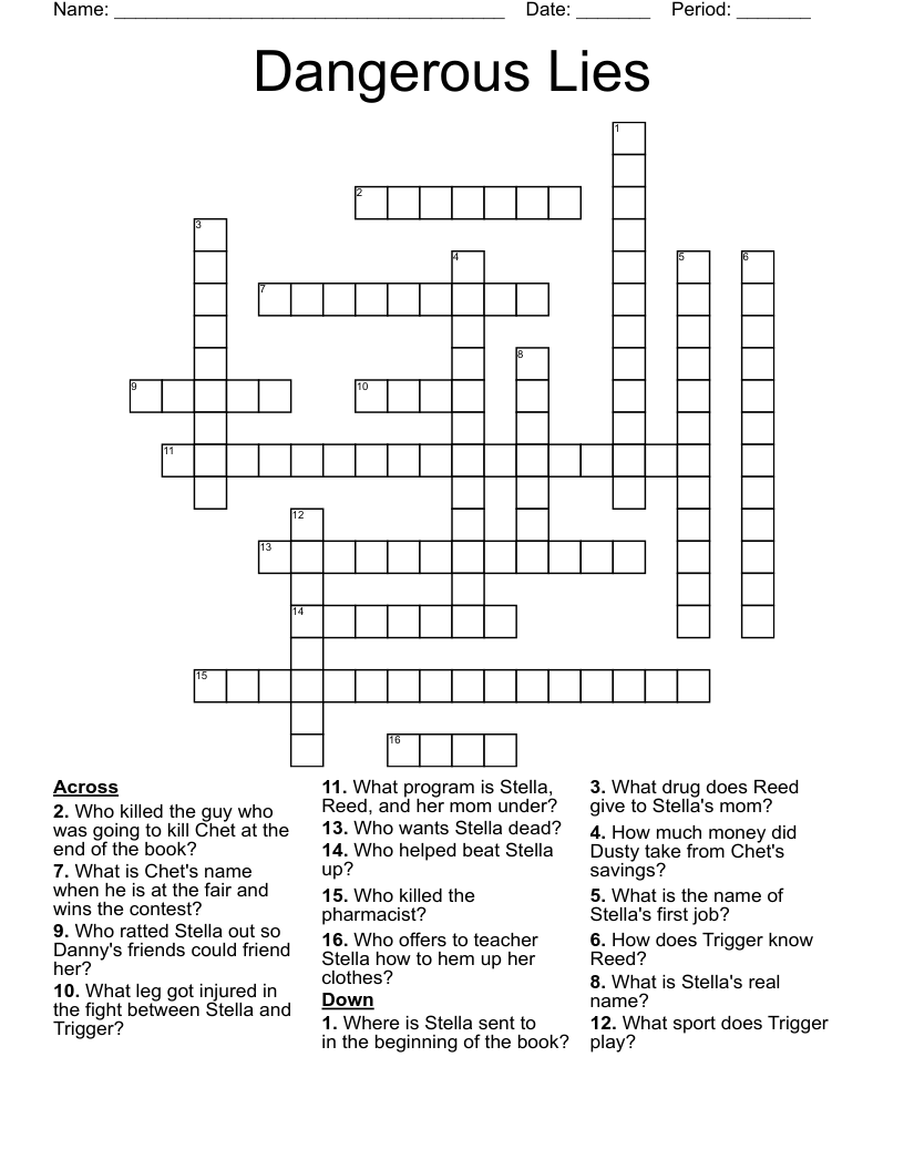 Dangerous Lies  Crossword