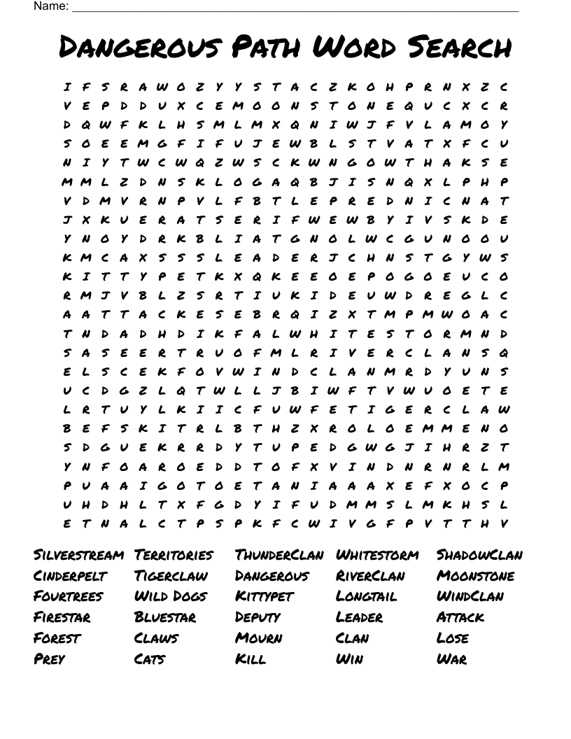 Dangerous Path Word Search