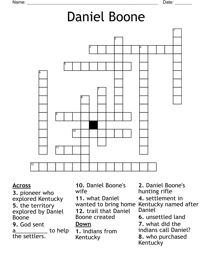 Daniel Boone Crossword