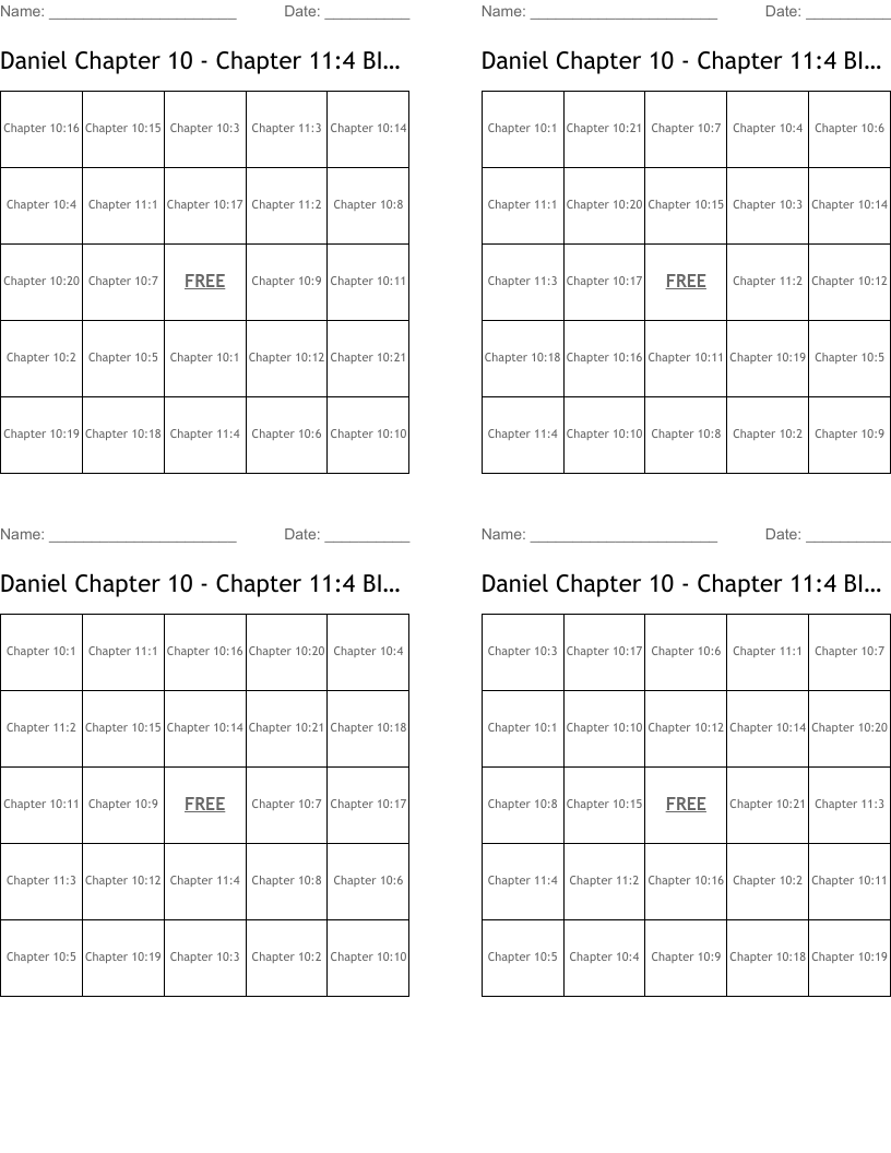 Daniel Chapter 10 - Chapter 11:4 BINGO