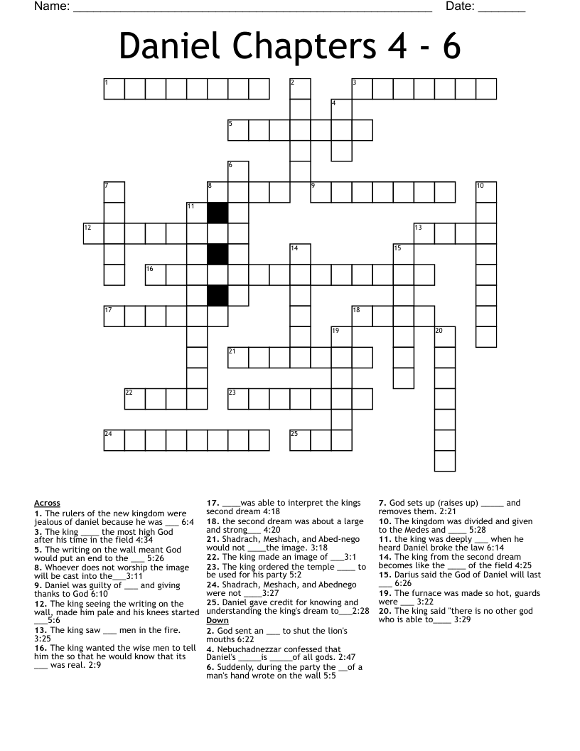Daniel Chapters 4 - 6 Crossword