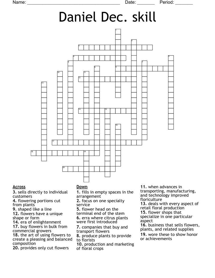 Daniel Dec. skill Crossword