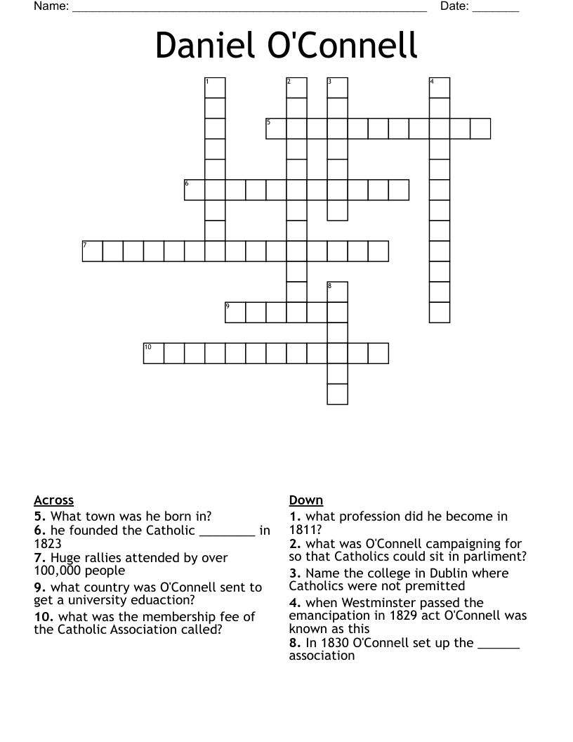 Daniel O'Connell Crossword