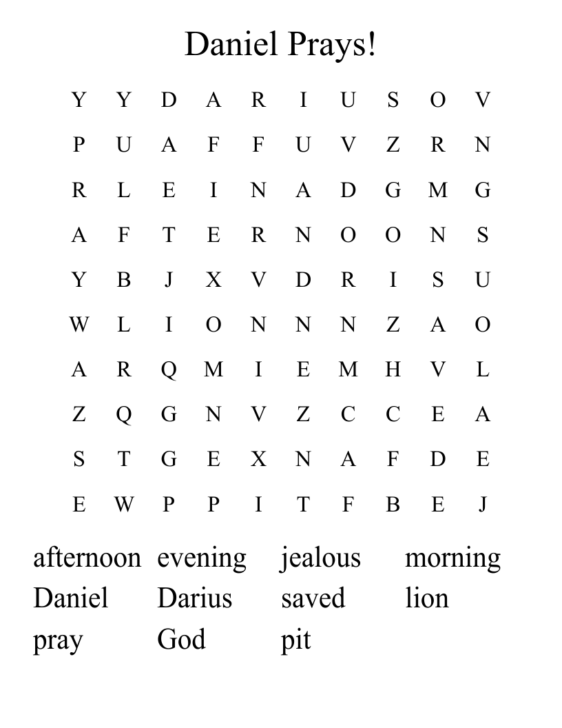 Daniel Prays! Word Search