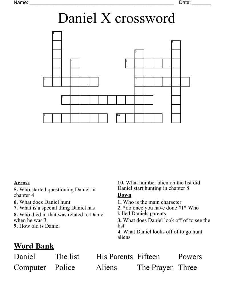 Daniel X crossword