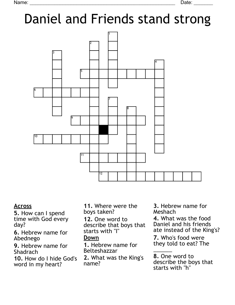 Daniel and Friends stand strong Crossword