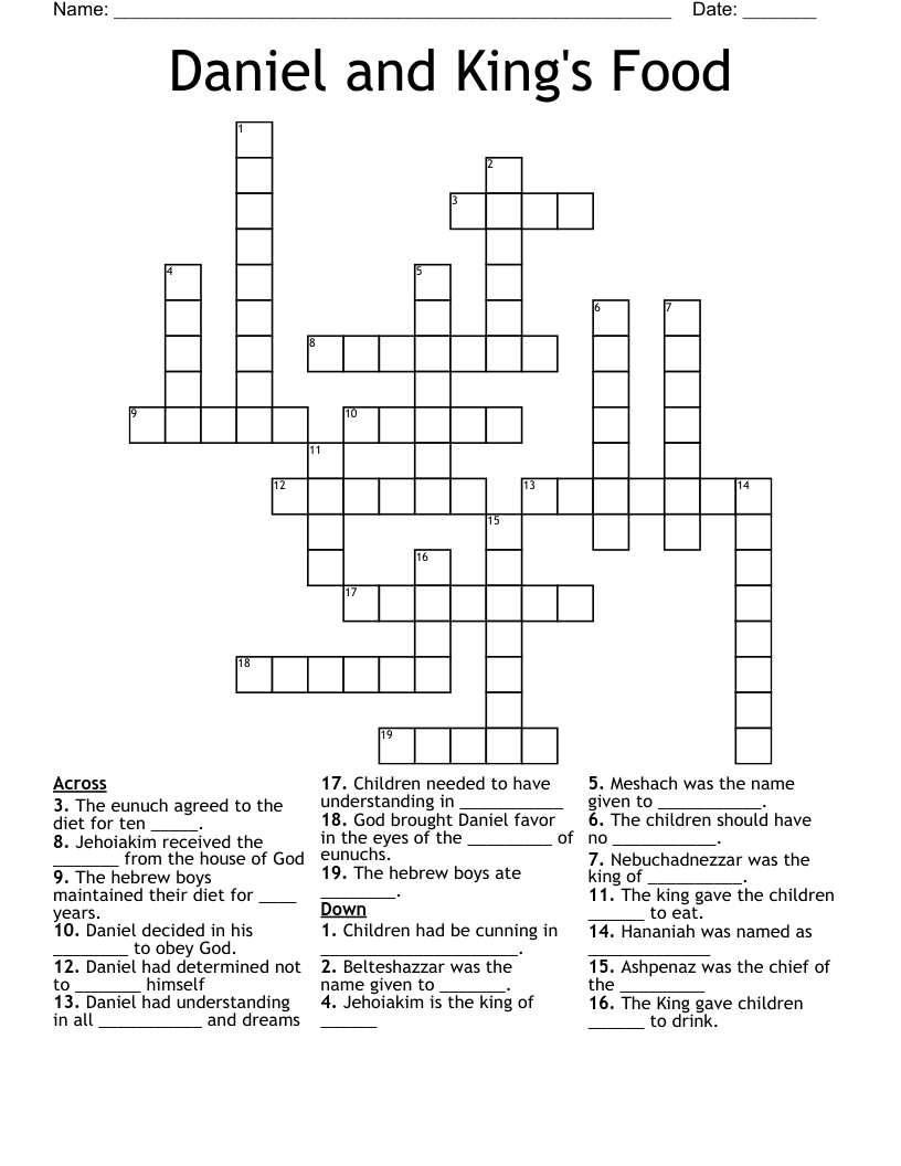 Daniel and King's Food Crossword