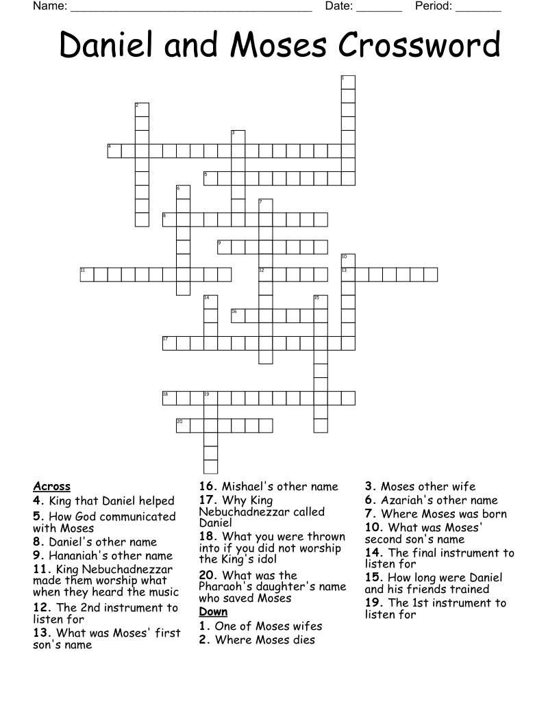Daniel and Moses Crossword