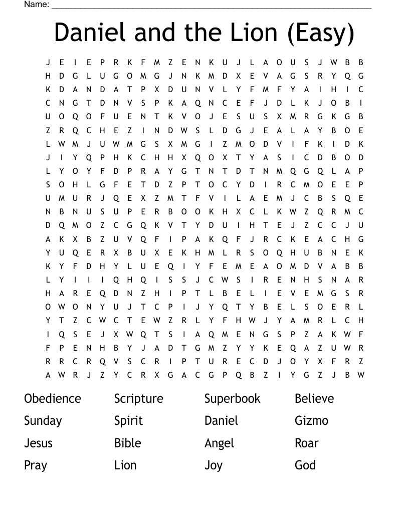 Daniel and the Lion (Easy) Word Search