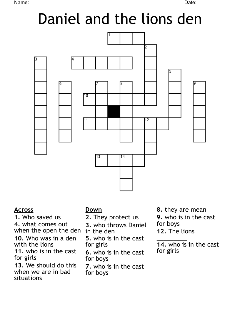 Daniel and the lions den Crossword